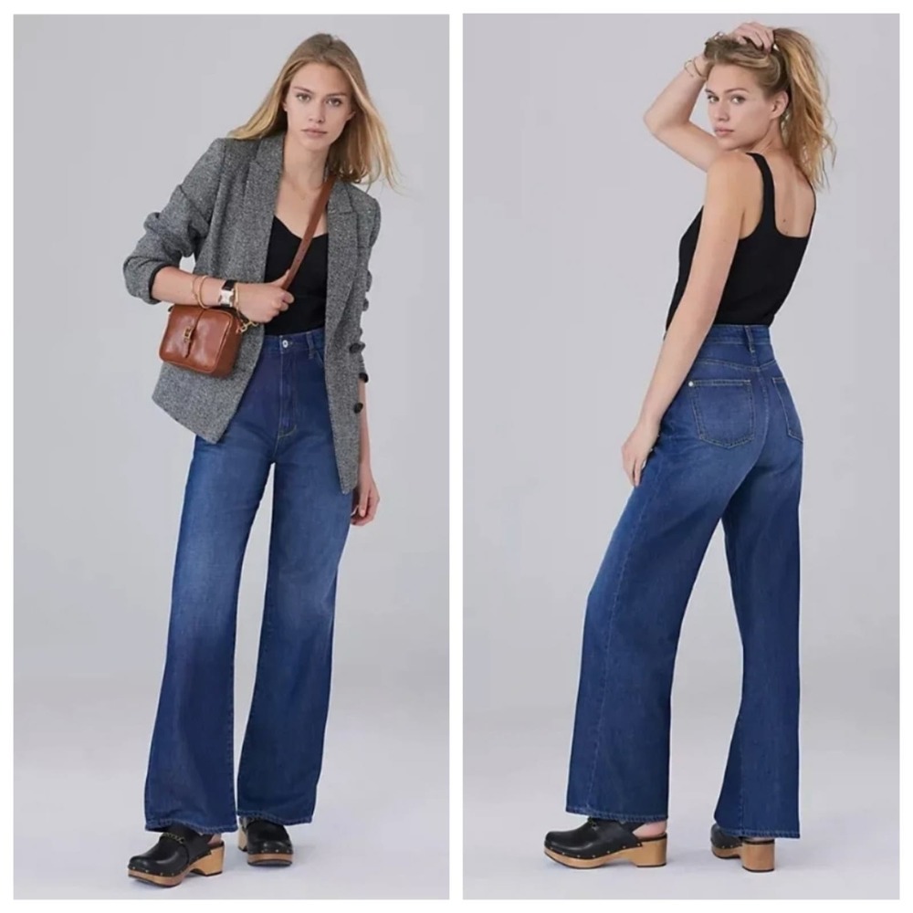 Anthropologie Pilcro Jeans The Annie High Rise Wide Leg Blue Denim